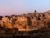 Pitigliano in the red light of sunset